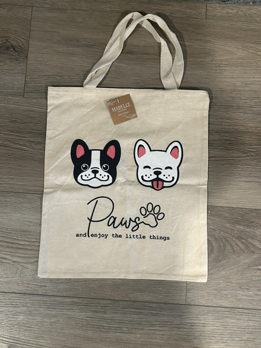 NWT Cream Canvas Tote with Black Slogan - Casual Everyday Bag